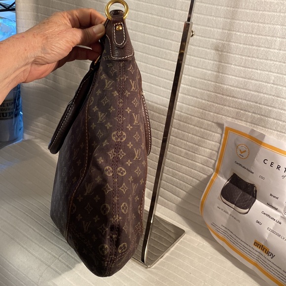 Louis Vuitton Besace Angele Mini Lin Ebene W/COA and Crossbody Strap 2 way - Picture 4 of 16